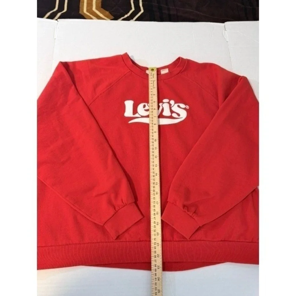 Levis Mens 3X Red Graphic Logo Crewneck Sweatshirt Raglan Long Sleeve Pullover